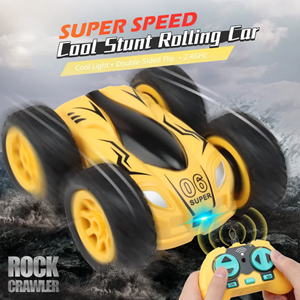  ماشین کنترلی چرخشی 360 درجه زرد Car 360 Degree Flip Remote Control Cars مقیاس 1:32_اسباب بازی
